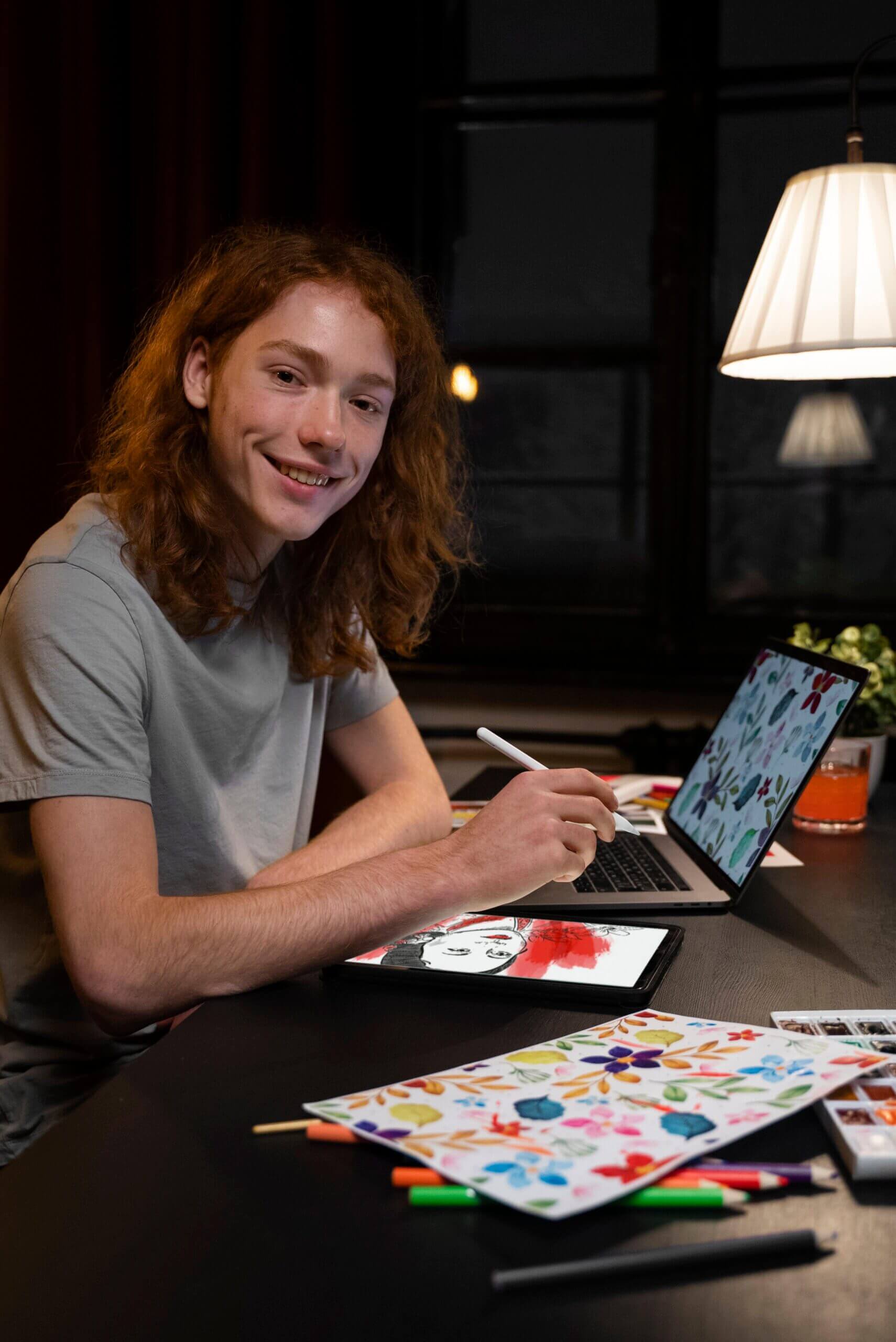 Graphic designer at work
