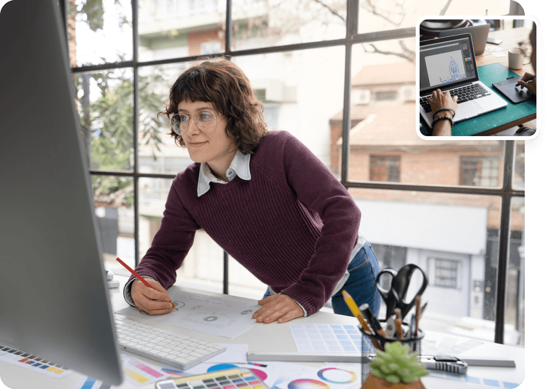 Graphic Designer working remotely